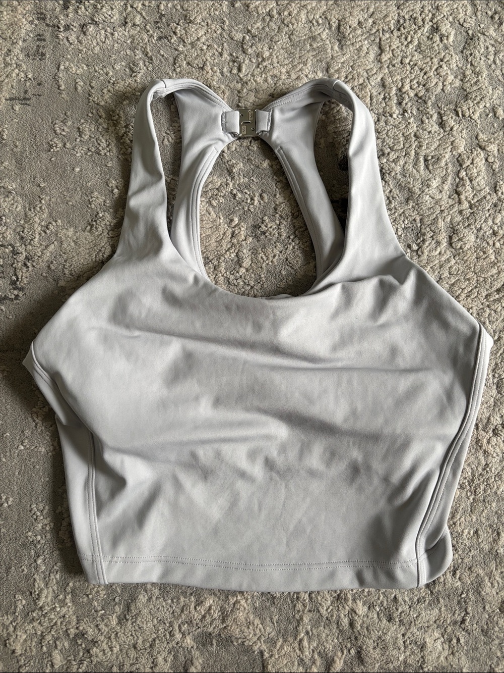 Athleta Light Gray Racerback High-Neck Sports Bra